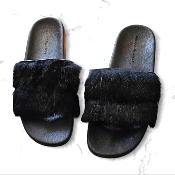 Rebecca Minkoff Shoes - REBECCA MINKOFF Women's Fur Slip On Black 10M